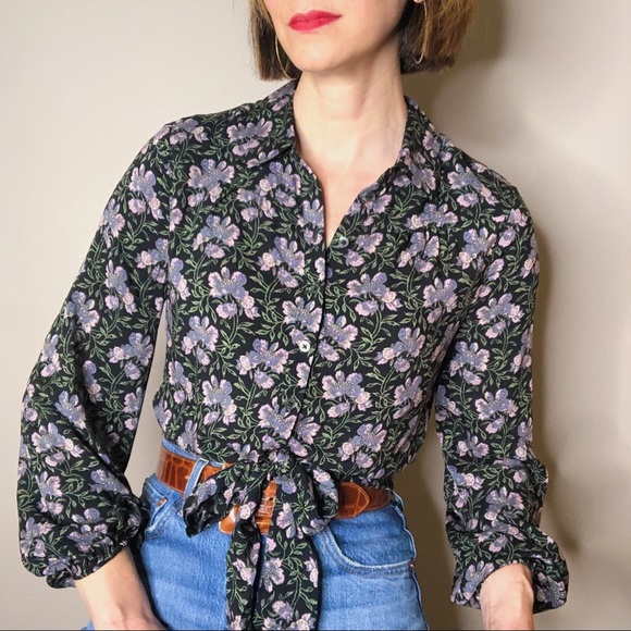 PAIGE Tops - PAIGE floral tie front cropped Damaris blouse XS